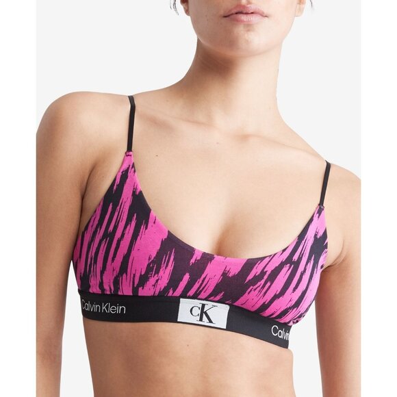 Calvin Klein Women's 1996 Unlined Bralette, Palace Pink Tiger Print, Size L, NWT - Picture 1 of 4